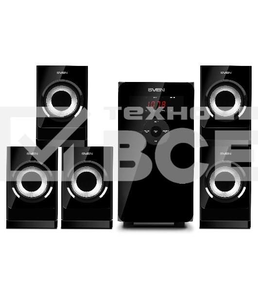 Компьютерная акустика SVEN АС HT-201, черный (80 Вт, Bluetooth, пульт, дисплей, FM, USB, SD)