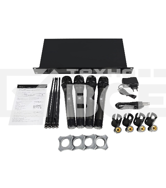 Микрофонная радиосистема Axelvox DWS7000HT (FCBundle) [AX-7000F] UHF 710-726 MHz, 4 x 16 каналов,LCD дисплей, 4х ИК порт, 4 ручных микрофона, 4 силиконовых кольца