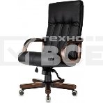 Кресло руководителя Бюрократ T-9932Walnut черный, эко.кожа, крестов. металл/дерево, фото4