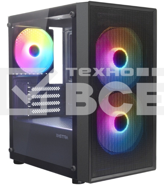 Компьютерный корпус XASTRA A305M 3FRGb Black mATX/Mesh/ tempered glass / 2x140мм + 1x120мм FRGb fans/ A305M-2FC14F-1FC12F