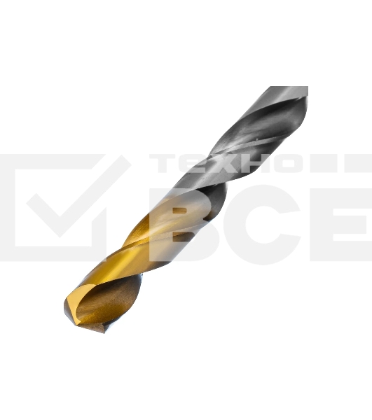 Сверло спиральное по металлу Denzel 12 x 205 мм, Р6М5, Golden Tip, удлиненное