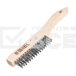 Щетка зачистная Denzel 3-х рядная, прямая проволока из нержавеющей стали с деревянной ручкой, EFP, фото 1