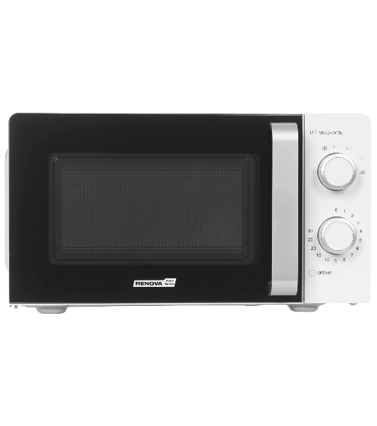 Микроволновая печь Renova MMS-20W1 белый/черный, 20 л, 700 Вт, переключатели - поворотный механизм
