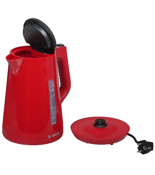 Электрочайник Bosch TWK1M124 красный, 1.7 л, 2400 Вт, скрытый нагревательный элемент