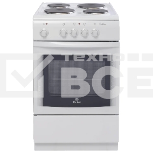 Плита электрическая De Luxe 506004.04 Э белый, конфорок 4 шт, духовка 54 л, 50 см x 85 см x 60 см