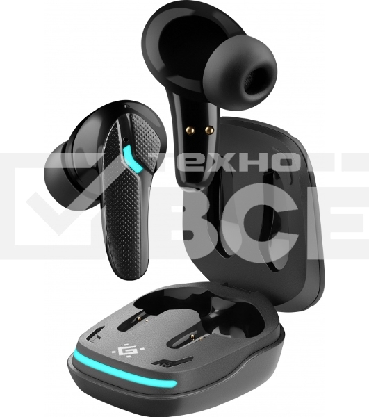 Наушники TWS Defender CyberDots 285 черный, внутриканальные, Bluetooth, светодиодная подсветка, до 4 ч