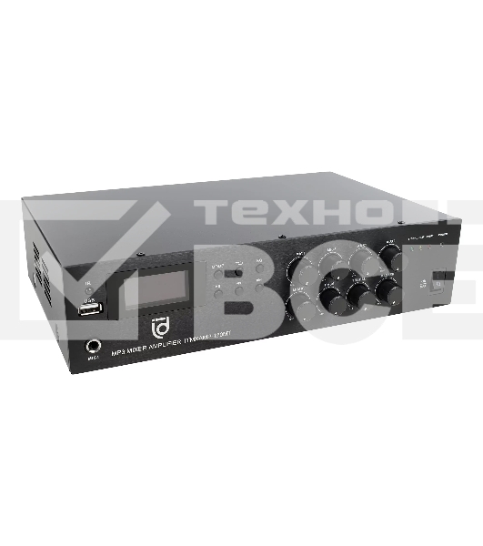 Микшер-усилитель Intrend ITMXAMP-120MT MP3, FM тюнер, USB, Bluetooth, 2хMic/3хLine входы, 1хLine выход,120 Вт, 4/8Ом/100V, IR-пульт в комплекте