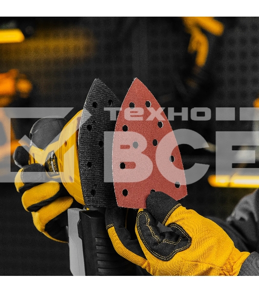 Треугольник абразивный Denzel на ворc. подложке под 'липучку', перф., P 320, 150х150х100 мм, 5 шт.