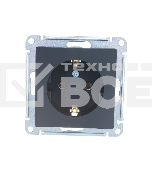 Механизм розетки 1-м СП AtlasDesign с заземл. 16А карбон SchE ATN001043