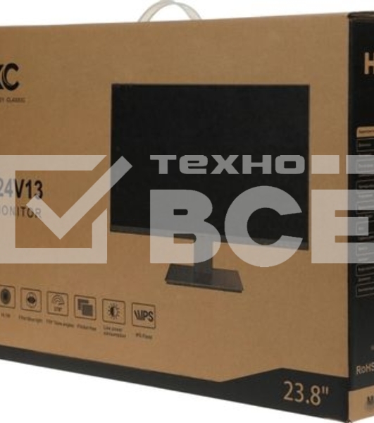Монитор 23.8' HKC MB24V13FS129 IPS 1920x1080, 100 Гц, 4 мс (GtG), 16:9, 250 кд/м², VGA, HDMI 1.4, DP 1.2, 3.5 Jack, динамики (2×2 Вт), черный