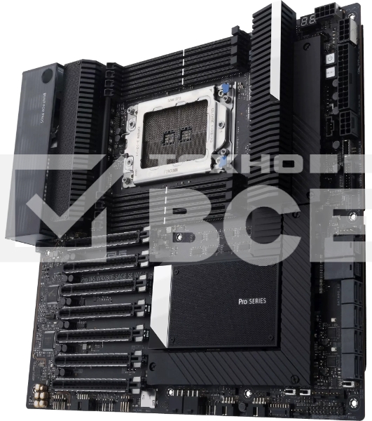 Материнская плата ASUS Pro WS WRX80E-SAGE SE WIFI II, sWRX8, AMD WRX80, 8xDDR4, 8xSATA, 3xM.2, 7xPCI-E 4.0 x16, 2xRJ-45 10Gb, 8xUSB 3.2 Gen 2, 1xUSB 3.2 Gen 2, 1xUSB 3.2 Gen 2x2, 5x3.5 мм, 7.1, E-ATX