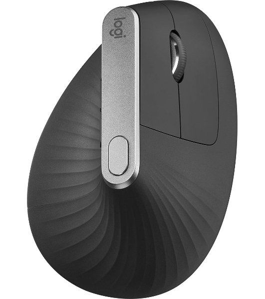 Мышь беспроводная Logitech MX Vertical черный/серебристый, 4000 dpi, радиоканал, Bluetooth, USB, кнопки - 6