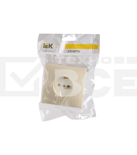 Розетка 1-м СП Кварта 10А IP20 без заземл. крем. ИЭК ERK13-K33-10-DM