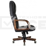 Кресло руководителя Бюрократ T-9932Walnut черный, эко.кожа, крестов. металл/дерево, фото5