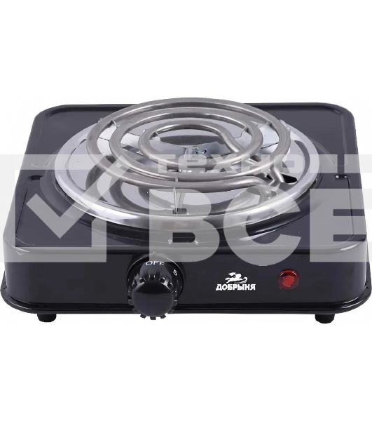 Плита настольная (1 конф) Добрыня DO-2205B черный (1000Вт) спираль x12 Мощность: 1000 ВтНапряжение 220 В, 50 Гц5 режимов нагреваДиаметр конфорки: 15 смЗащита от перегреваСветовой индикатор работыРезиновые ножки