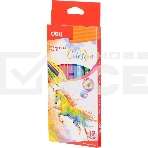 Карандаши цветные Deli EC00300 ColoRun, трехгранный профиль, тополь, 12 цветов, коробка с европодвесом, фото3