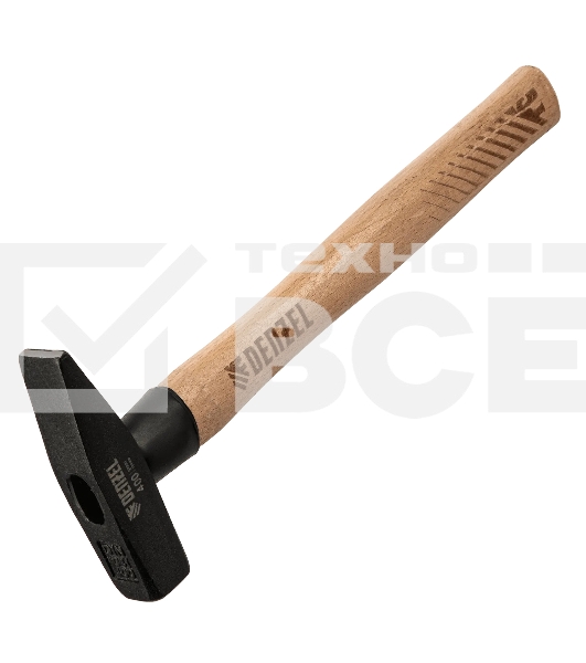 Молоток слесарный Denzel 400 г, кованый квадратный боек, буковая рукоятка