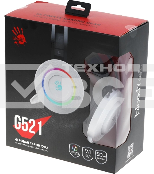 Гарнитура проводная с микрофоном A4Tech Bloody G521 белый 2.3м мониторные оголовье (G521 (WHITE))