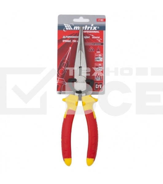 Длинногубцы прямые Matrix Insulated 17103 200 мм, двухкомпонентные рукоятки PROFESSIONAL