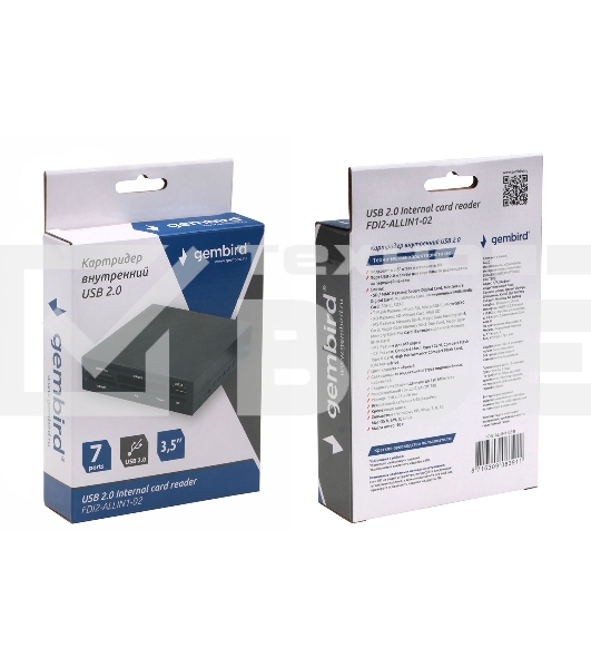 Кард-ридер Gembird FDI2-ALLIN1-02-B/черный/SD/T-Flash/Micro-SD/Micro-SDHC/Micro-SDXC/USB 2.0/метал