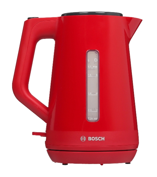 Электрочайник Bosch TWK1M124 красный, 1.7 л, 2400 Вт, скрытый нагревательный элемент