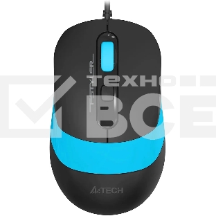 Мышь проводная A4Tech Fstyler FM10S черный/голубой, 1600 dpi, USB, кнопки - 4