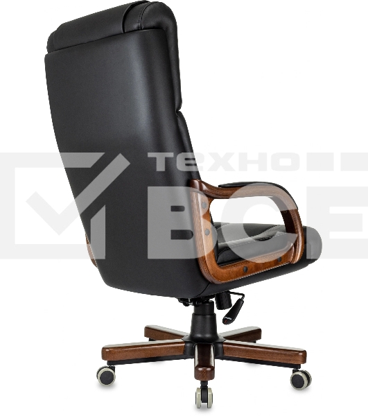 Кресло руководителя Бюрократ T-9933Walnut черный, эко.кожа, крестов. металл/дерево