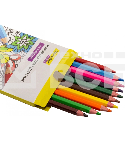 Карандаши цветные Silwerhof Create Jumbo 6мм, шестигранный профиль, дерево, ассорти, 12 цветов, коробка с европодвесом