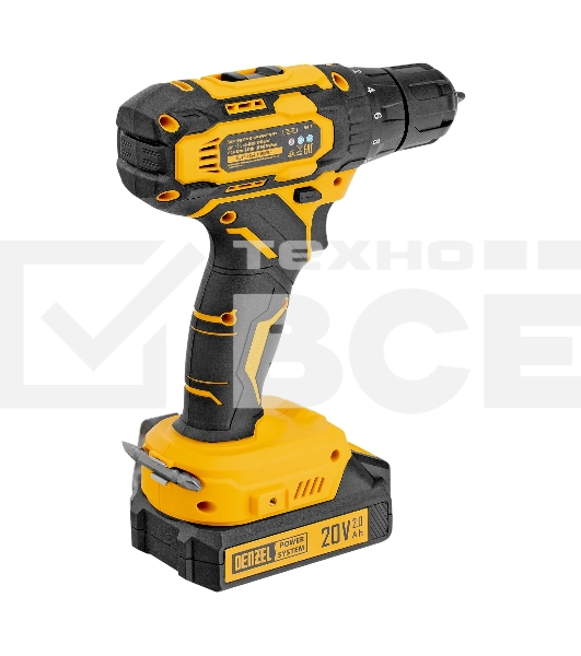 Дрель-шуруповерт аккумуляторная Denzel CDQ-20, 20В, 2 АКБ, Кейс