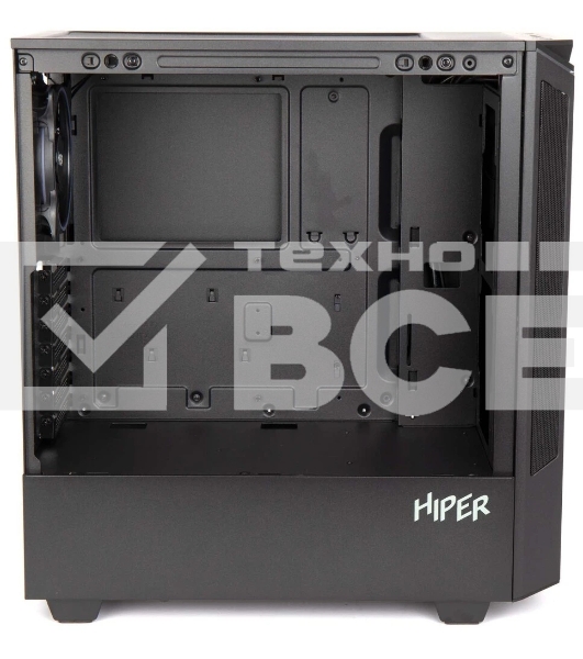 Компьютерный корпус Hiper PB81 черный без БП ATX 3x120мм 2xUSB2.0 2xUSB3.0 audio bott PSU