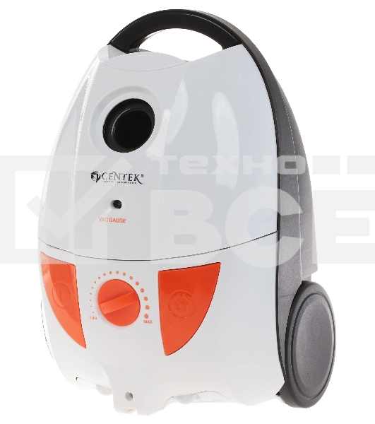 Пылесос Centek CT-2503 белый/оранжевый, 400/2000 Вт, уборка сухая, пылесборник мешок 2.5 л