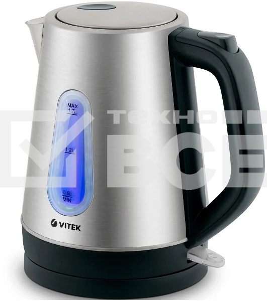Чайник электрический Vitek VT-7038(ST) Мощность 2200 вт. Объем 1,7 л.Тип нагревательного элемента скрытый.
