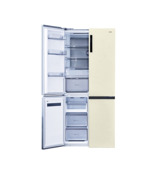 Холодильник Centek CT-1746 бежевый стекло трехкамерный 388/212л морозилка снизу, No Frost, Side by Side