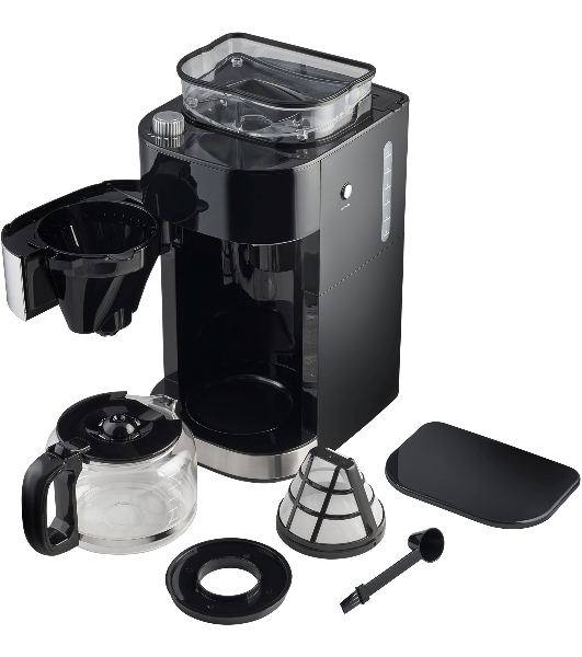 Кофеварка капельная Hyundai HYD-1216 черный/серебристый, исп. кофе - зерновой/молотый, 1.5 л, 1050 Вт.