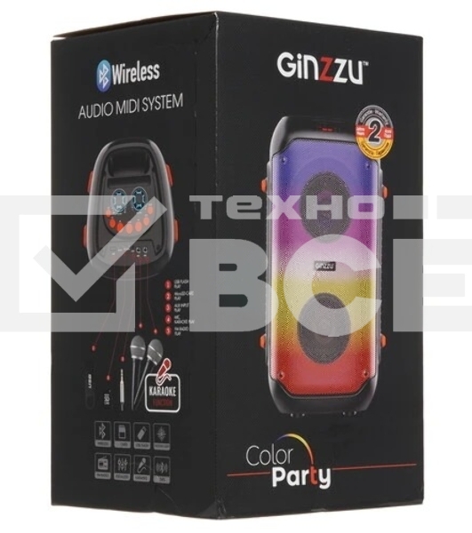 Акустическая система Ginzzu GM-234 Midi, BT/USB/TF/FM/MIC/ДУ