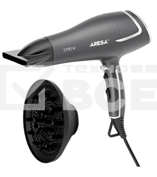 Фен ARESA AR-3232 серый/серебристый, 2100 Вт