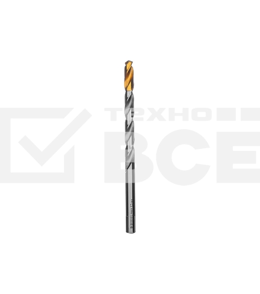 Сверло спиральное по металлу Denzel 12 x 205 мм, Р6М5, Golden Tip, удлиненное