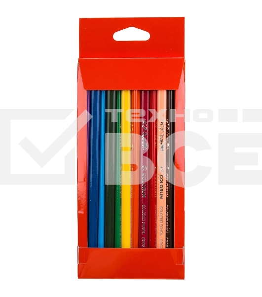 Карандаши цветные Deli EC00300 ColoRun, трехгранный профиль, тополь, 12 цветов, коробка с европодвесом