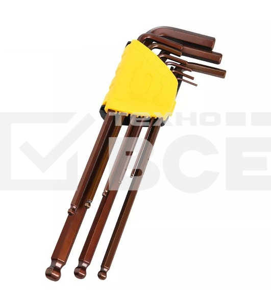 Ключ Deli Набор шестигранных ключей с шаром сверхдлинных Deli DL230809G 9 шт Cr-V, размеры 1,5,2,2,5,3,4,5,6,8,10мм, пластиковый держатель