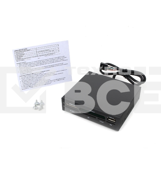 Кард-ридер Gembird FDI2-ALLIN1-02-B/черный/SD/T-Flash/Micro-SD/Micro-SDHC/Micro-SDXC/USB 2.0/метал