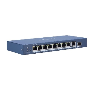 Коммутатор Hikvision DS-3E0510P-E, 8×1 Гбит/с PoE+ + 1×1 Гбит/с + 1×1 Гбит/с SFP, неуправляемый
