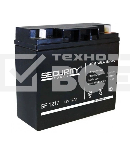 Аккумуляторная батарея Delta SF (Security Force) 1217 напряжение 12/17В, емкость 182х76х167Ач (97х24х58mm)