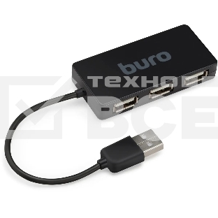 Разветвитель USB 2.0 Buro BU-HUB4-U2.0-Slim 4порт. черный