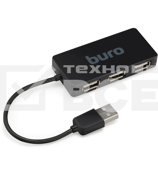 Разветвитель USB 2.0 Buro BU-HUB4-U2.0-Slim 4порт. черный