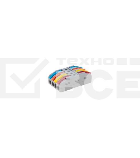 Клемма Rexant СМК 222-424 проходная 4 полюса (0,08-4мм²), серая (25 шт/уп)