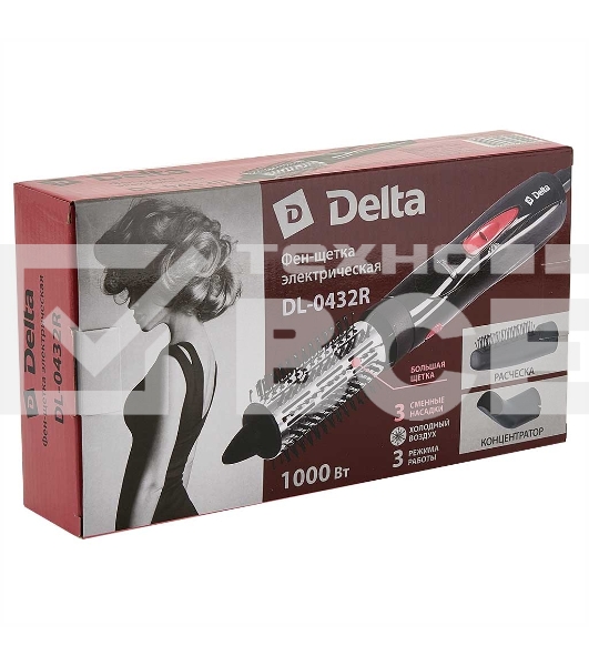 Фен-щетка Delta DL-0432R черный с розовым
