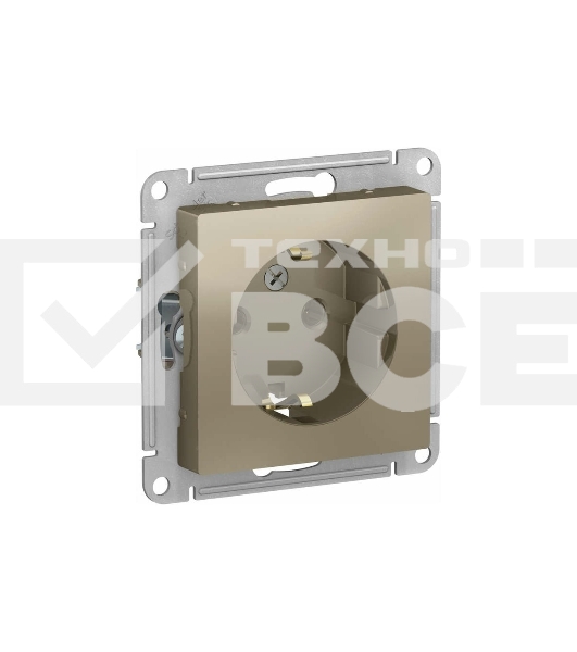 Механизм розетки 1-м СП AtlasDesign с заземл. 16А шампань SchE ATN000543