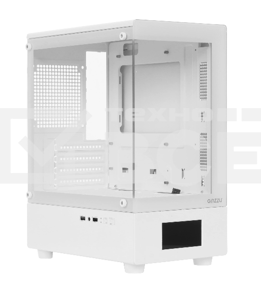 Корпус Ginzzu RX450D mATX жк. дисплей (Белый)