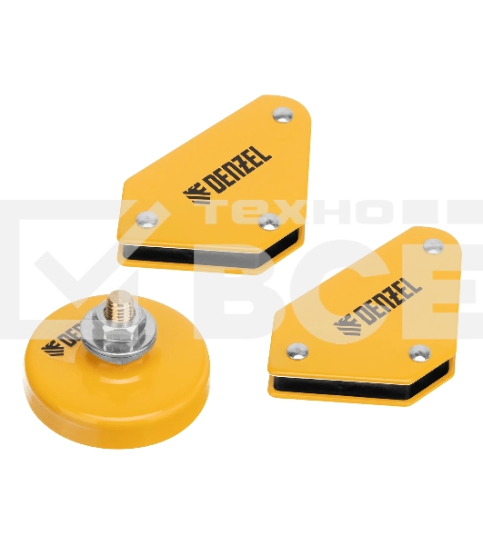 Набор из 2 магнитных сварочных фиксаторов и магнитной клеммы 'масса' Denzel