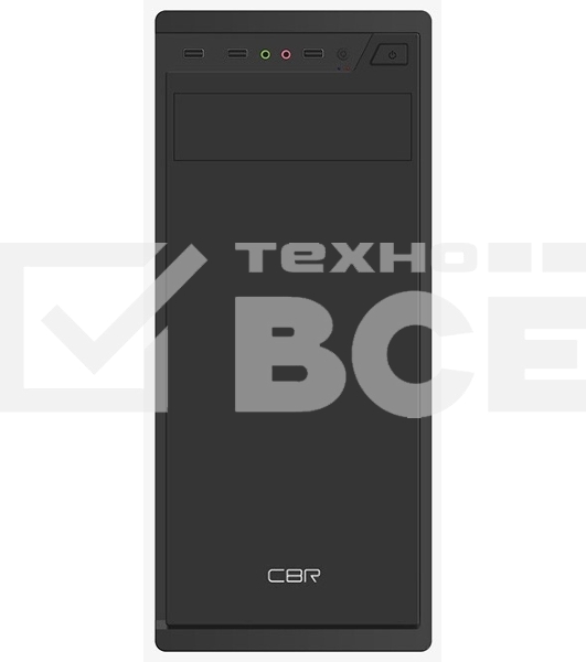 Компьютерный корпус CBR PCC-ATX-J02-450W ATX Miditower J02, c БП PSU-ATX450-12EC, 2*USB 2.0, HD Audio+Mic, Black